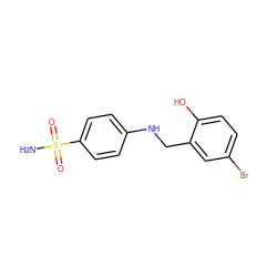 NS(=O)(=O)c1ccc(NCc2cc(Br)ccc2O)cc1 ZINC000044836281