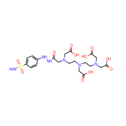 NS(=O)(=O)c1ccc(NNC(=O)CN(CCN(CCN(CC(=O)O)CC(=O)O)CC(=O)O)CC(=O)O)cc1 ZINC000029243814