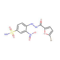 NS(=O)(=O)c1ccc(NNC(=O)c2ccc(Br)o2)c([N+](=O)[O-])c1 ZINC000012565809