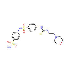 NS(=O)(=O)c1ccc(NS(=O)(=O)c2ccc(N/C(S)=N/CCN3CCOCC3)cc2)cc1 ZINC000028523977