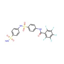 NS(=O)(=O)c1ccc(NS(=O)(=O)c2ccc(NC(=O)c3c(F)c(F)c(F)c(F)c3F)cc2)cc1 ZINC000027522508