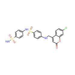 NS(=O)(=O)c1ccc(NS(=O)(=O)c2ccc(NCc3cc(=O)oc4cc(Cl)ccc34)cc2)cc1 ZINC000027734000