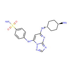 NS(=O)(=O)c1ccc(Nc2cc(N[C@H]3CC[C@H](N)CC3)nc3ncnn23)cc1 ZINC000253676061