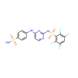 NS(=O)(=O)c1ccc(Nc2ccnc(NS(=O)(=O)c3c(F)c(F)cc(F)c3F)n2)cc1 ZINC000013561066