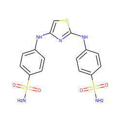 NS(=O)(=O)c1ccc(Nc2csc(Nc3ccc(S(N)(=O)=O)cc3)n2)cc1 ZINC000653836199