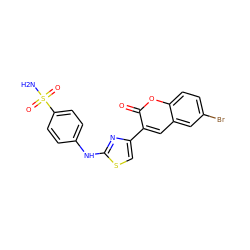 NS(=O)(=O)c1ccc(Nc2nc(-c3cc4cc(Br)ccc4oc3=O)cs2)cc1 ZINC000653864185