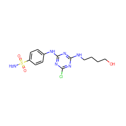 NS(=O)(=O)c1ccc(Nc2nc(Cl)nc(NCCCCO)n2)cc1 ZINC000072108007