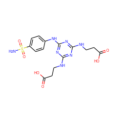 NS(=O)(=O)c1ccc(Nc2nc(NCCC(=O)O)nc(NCCC(=O)O)n2)cc1 ZINC000072105282