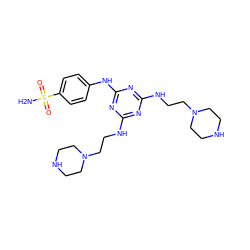 NS(=O)(=O)c1ccc(Nc2nc(NCCN3CCNCC3)nc(NCCN3CCNCC3)n2)cc1 ZINC000028470245