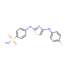 NS(=O)(=O)c1ccc(Nc2nc(Nc3ccc(F)cc3)cs2)cc1 ZINC000653833272