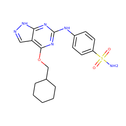 NS(=O)(=O)c1ccc(Nc2nc(OCC3CCCCC3)c3cn[nH]c3n2)cc1 ZINC000138620441