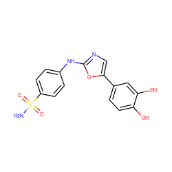 NS(=O)(=O)c1ccc(Nc2ncc(-c3ccc(O)c(O)c3)o2)cc1 ZINC000064512754