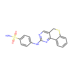 NS(=O)(=O)c1ccc(Nc2ncc3c(n2)-c2ccccc2SC3)cc1 ZINC000653702427