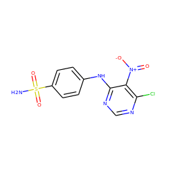 NS(=O)(=O)c1ccc(Nc2ncnc(Cl)c2[N+](=O)[O-])cc1 ZINC000058638735