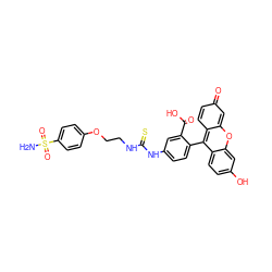 NS(=O)(=O)c1ccc(OCCNC(=S)Nc2ccc(-c3c4ccc(=O)cc-4oc4cc(O)ccc34)c(C(=O)O)c2)cc1 ZINC000299841370