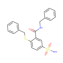 NS(=O)(=O)c1ccc(SCc2ccccc2)c(C(=O)NCc2ccccc2)c1 ZINC000049784581