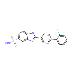 NS(=O)(=O)c1ccc2[nH]c(-c3ccc(-c4ccccc4F)cc3)nc2c1 ZINC000064526529