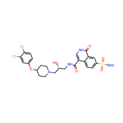 NS(=O)(=O)c1ccc2c(C(=O)NC[C@@H](O)CN3CCC(Oc4ccc(Cl)c(Cl)c4)CC3)c[nH]c(=O)c2c1 ZINC000095563259