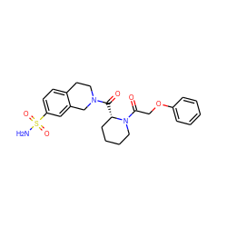 NS(=O)(=O)c1ccc2c(c1)CN(C(=O)[C@H]1CCCCN1C(=O)COc1ccccc1)CC2 ZINC000299855013