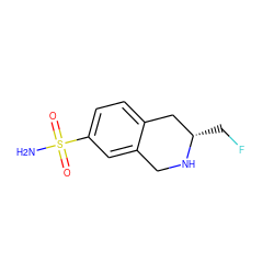 NS(=O)(=O)c1ccc2c(c1)CN[C@@H](CF)C2 ZINC000013517589