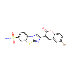 NS(=O)(=O)c1ccc2c(c1)sc1nc(-c3cc4cc(Br)ccc4oc3=O)cn12 ZINC000095593989