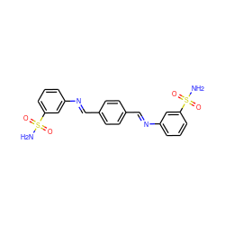 NS(=O)(=O)c1cccc(/N=C/c2ccc(/C=N/c3cccc(S(N)(=O)=O)c3)cc2)c1 ZINC001772628401