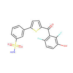 NS(=O)(=O)c1cccc(-c2ccc(C(=O)c3c(F)ccc(O)c3F)s2)c1 ZINC001772571893