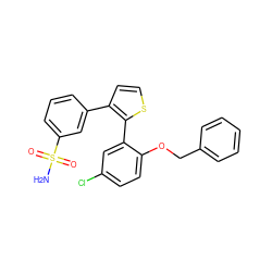 NS(=O)(=O)c1cccc(-c2ccsc2-c2cc(Cl)ccc2OCc2ccccc2)c1 ZINC000006717795