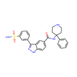 NS(=O)(=O)c1cccc(-c2n[nH]c3ccc(C(=O)NC4(c5ccccc5)CCNCC4)cc23)c1 ZINC000299830809