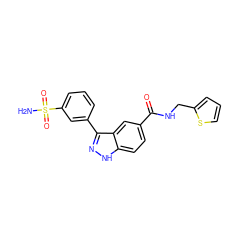 NS(=O)(=O)c1cccc(-c2n[nH]c3ccc(C(=O)NCc4cccs4)cc23)c1 ZINC000204665074