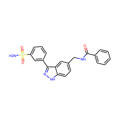 NS(=O)(=O)c1cccc(-c2n[nH]c3ccc(CNC(=O)c4ccccc4)cc23)c1 ZINC000168396741