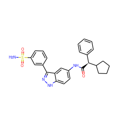 NS(=O)(=O)c1cccc(-c2n[nH]c3ccc(NC(=O)[C@@H](c4ccccc4)C4CCCC4)cc23)c1 ZINC000204668529