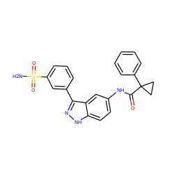 NS(=O)(=O)c1cccc(-c2n[nH]c3ccc(NC(=O)C4(c5ccccc5)CC4)cc23)c1 ZINC000167112869