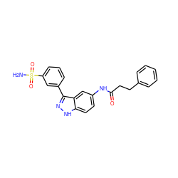 NS(=O)(=O)c1cccc(-c2n[nH]c3ccc(NC(=O)CCc4ccccc4)cc23)c1 ZINC000204670654