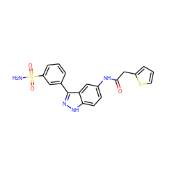 NS(=O)(=O)c1cccc(-c2n[nH]c3ccc(NC(=O)Cc4cccs4)cc23)c1 ZINC000168956005