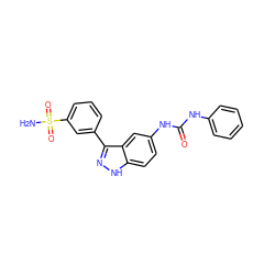 NS(=O)(=O)c1cccc(-c2n[nH]c3ccc(NC(=O)Nc4ccccc4)cc23)c1 ZINC000166265923