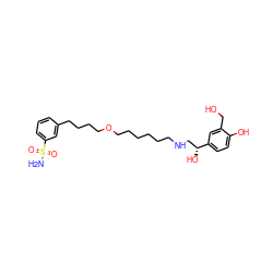 NS(=O)(=O)c1cccc(CCCCOCCCCCCNC[C@@H](O)c2ccc(O)c(CO)c2)c1 ZINC000003989234