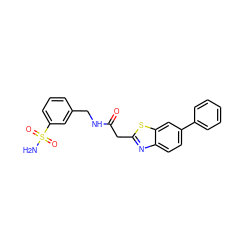 NS(=O)(=O)c1cccc(CNC(=O)Cc2nc3ccc(-c4ccccc4)cc3s2)c1 ZINC000200183122