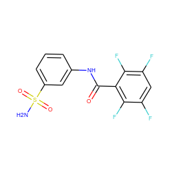 NS(=O)(=O)c1cccc(NC(=O)c2c(F)c(F)cc(F)c2F)c1 ZINC000013561052