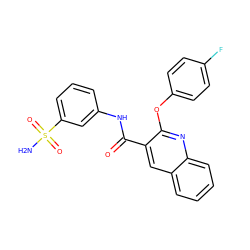 NS(=O)(=O)c1cccc(NC(=O)c2cc3ccccc3nc2Oc2ccc(F)cc2)c1 ZINC000143165596