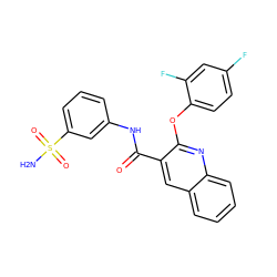 NS(=O)(=O)c1cccc(NC(=O)c2cc3ccccc3nc2Oc2ccc(F)cc2F)c1 ZINC000143161247