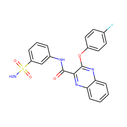 NS(=O)(=O)c1cccc(NC(=O)c2nc3ccccc3nc2Oc2ccc(F)cc2)c1 ZINC000143175150