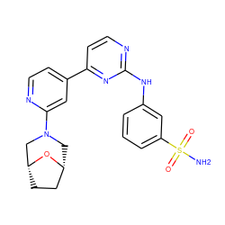 NS(=O)(=O)c1cccc(Nc2nccc(-c3ccnc(N4C[C@@H]5CC[C@H](C4)O5)c3)n2)c1 ZINC000095575547