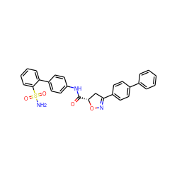 NS(=O)(=O)c1ccccc1-c1ccc(NC(=O)[C@@H]2CC(c3ccc(-c4ccccc4)cc3)=NO2)cc1 ZINC000013489894