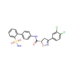 NS(=O)(=O)c1ccccc1-c1ccc(NC(=O)[C@@H]2CC(c3ccc(Cl)c(Cl)c3)=NO2)cc1 ZINC000013489912