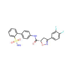 NS(=O)(=O)c1ccccc1-c1ccc(NC(=O)[C@@H]2CC(c3ccc(F)c(F)c3)=NO2)cc1 ZINC000013489862