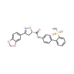 NS(=O)(=O)c1ccccc1-c1ccc(NC(=O)[C@@H]2CC(c3ccc4c(c3)OCO4)=NO2)cc1 ZINC000013489890