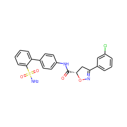 NS(=O)(=O)c1ccccc1-c1ccc(NC(=O)[C@@H]2CC(c3cccc(Cl)c3)=NO2)cc1 ZINC000013489864