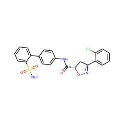 NS(=O)(=O)c1ccccc1-c1ccc(NC(=O)[C@@H]2CC(c3ccccc3Cl)=NO2)cc1 ZINC000013489900