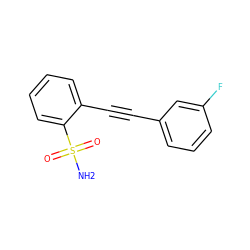 NS(=O)(=O)c1ccccc1C#Cc1cccc(F)c1 ZINC000072122920